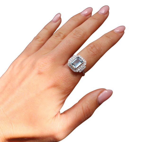 Aquamarine diamond ring at Deco&Vintage Ltd - image 1