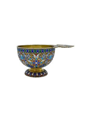 Russian silver gilt and cloisonné enamel charka, Moscow, 1895 by Pavel Ovchinnikov.