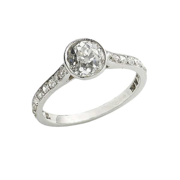 Edwardian Style Cushion Cut Diamond and Platinum Ring, 1.20 Carats - image 4