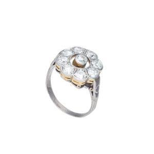 Daisy Diamond Cluster 18ct Gold Ring | Edwardian c.1900s