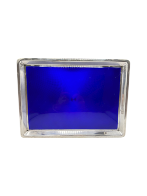 English silver and guilloche enamel tray, London, 1926 by Charles Henry Dumenil.