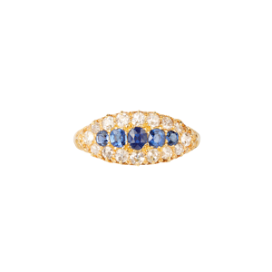 Sapphire & Diamond Half Hoop Ring in 18ct Gold | Chester 1903