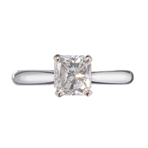 Radiant-Cut Diamond and Platinum Solitaire Ring, 1.01 Carat H SI1