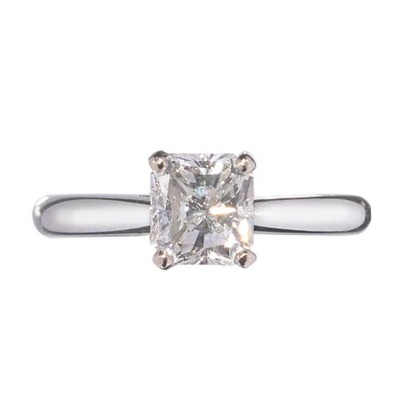 Radiant-Cut Diamond and Platinum Solitaire Ring, 1.01 Carat H SI1 - image 2