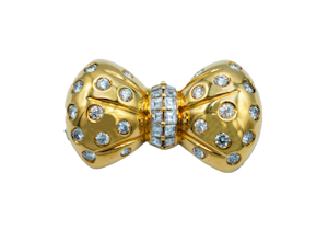 Kutchinsky Diamond Set 18ct Gold 'Bow' Brooch