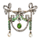 Edwardian Demantoid Garnet, Pearl, Diamond and Silver Upon Gold Brooch, Circa 1905 - image 1