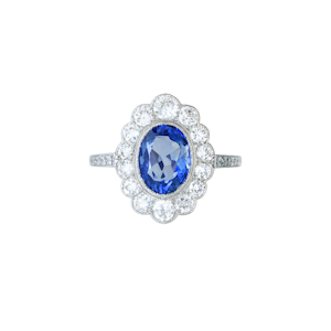 Sapphire & Diamond Cluster Ring | English c.1960s