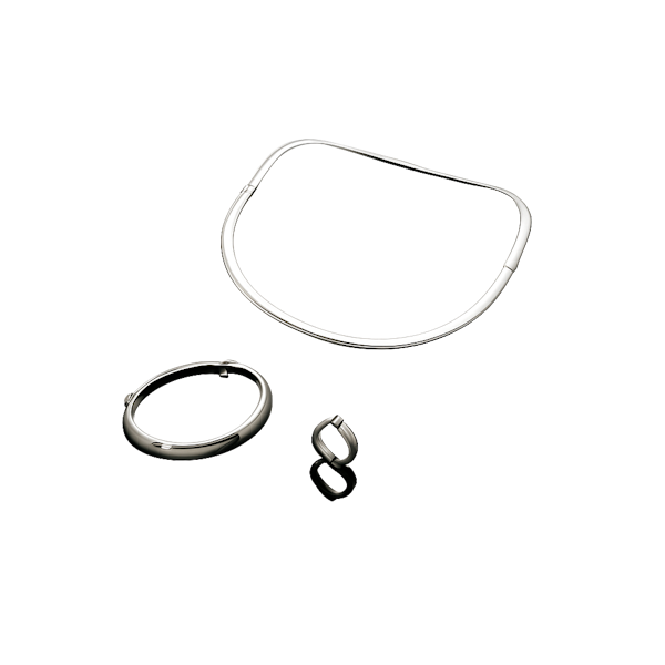 Georg Jensen Button Collar Necklace, Bracelet and Ring. Vivianna Torun  Bulow Hube design no 440. Sterling silver. Made in Denmark. Mark Constable Unit 301 - image 1
