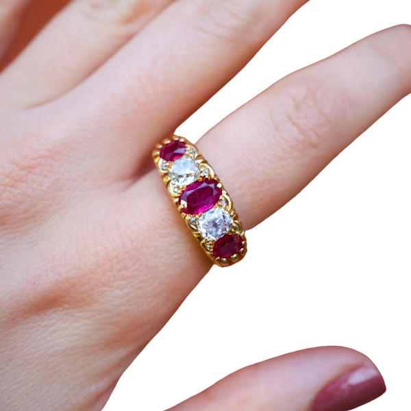 Lovely Burmese Ruby Diamond Ring at Deco&Vintage Ltd - image 1