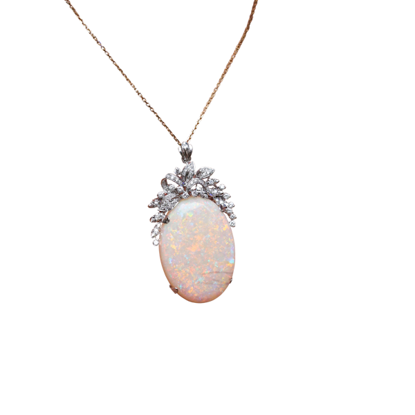Large Opal Diamond Pendant/Brooch at Deco&Vintage Ltd - image 1