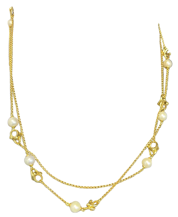Georg Jensen Magic Long sautoir Necklace 18 carat yellow gold and Pearl. Designed by Regitze Overgaard. Mark Constable Unit 301 - image 1
