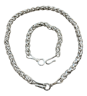 Georg Jensen Rare Vintage Sterling Silver Fox Chain Necklace 294  & Bracelet  Designed by Vivianna Torun Bulow Hube . Mark Constable Unit 301