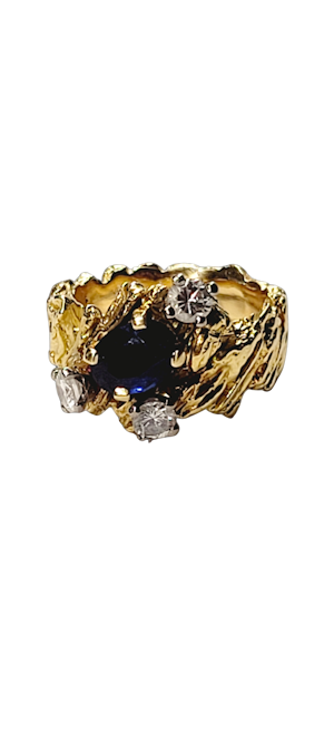 1960's Vintage sapphire and diamond gold ring sku 5956 DBGEMS