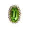 Vintage Peridot, Diamond and Gold Cluster Ring, Circa 1990 - image 1