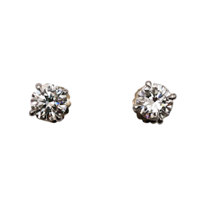 New Diamond and White Gold Four Claw Stud Earrings, 4.64 Carats