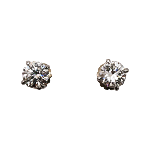New Diamond and White Gold Four Claw Stud Earrings, 4.64 Carats - image 1