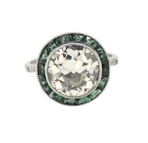 Emerald and Diamond Target Ring