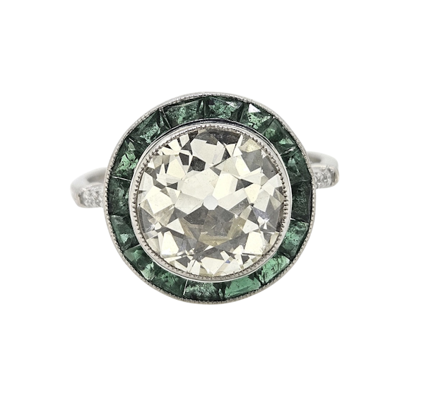 Emerald and Diamond Target Ring - image 1