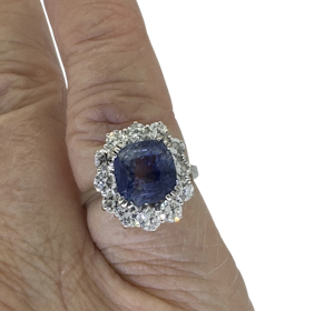 Natural Sapphire and Diamond ring