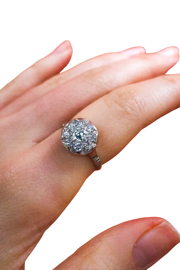 Art Deco French Diamond Platinum Ring - image 1