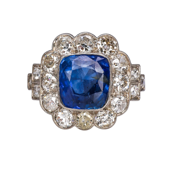 Lovely Art Deco French Diamond Sapphire Platinum Ring at Deco&Vintage Ltd - image 1