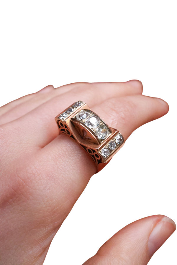 Art Deco Diamond 14ct Gold Ring at Deco&Vintage Ltd - image 1