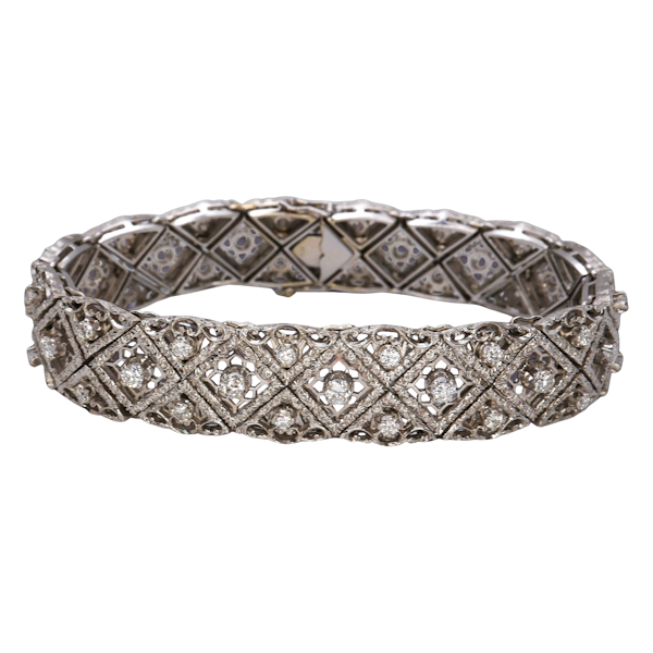Vintage Diamond 18ct White Gold Bracelet at Deco&Vintage Ltd - image 1