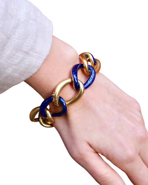 Lovely Vintage 18ct gold Enamel Bracelet at Deco&Vintage Ltd - image 2