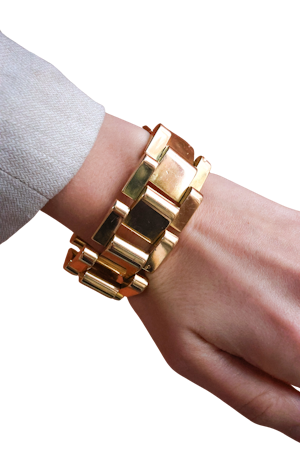Super chic and heavy French 18ct gold Tank bracelet at Deco&Vintage Ltd