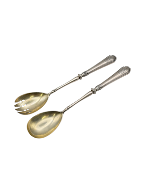 Faberge silver salad spoons, Moscow , c.1900.