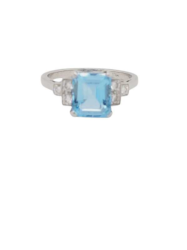 Aquamarine and diamond dress ring sku 8682 DBGEMS - image 1