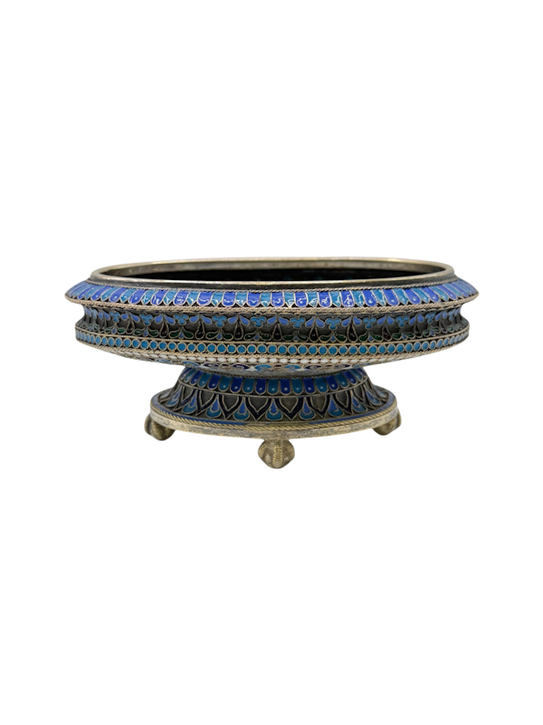 Russian silver cloisonné enamel vase, Moscow, c.1890 by Ovchinnikov. - image 1