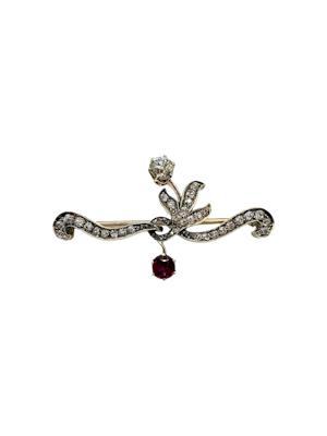 Russian gold diamond and ruby brooch, Moscow, c.1900.