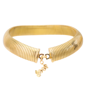 Christian Dior Vintage "Omega" Gold Plated Tubogas Collar Necklace