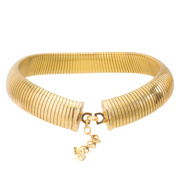 Christian Dior Vintage "Omega" Gold Plated Tubogas Collar Necklace - image 1