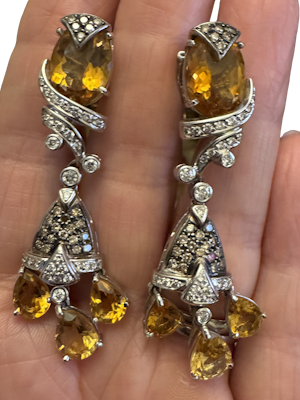 Citrine and Diamond earrings