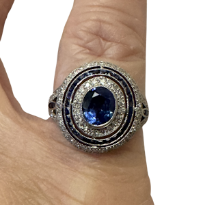 Platinum Sapphire and Diamond ring