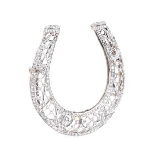 Belle Époque Platinum Diamond Horseshoe Brooch