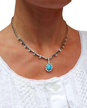 Stunning Articulated Turquoise Halo Necklace
