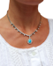 Stunning Articulated Turquoise Halo Necklace - image 1