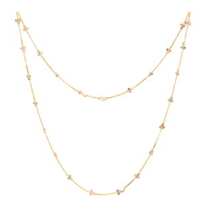 Edwardian 15ct Gold Ruby and Sapphire Long Chain Necklace