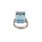 Platinum Large Square Aquamarine and Diamond Ring - image 1