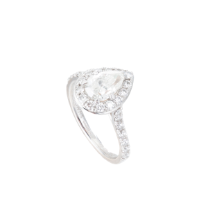 Browns Pear Shaped Diamond Halo Ring in Platinum & Rose Gold | GIA Certified