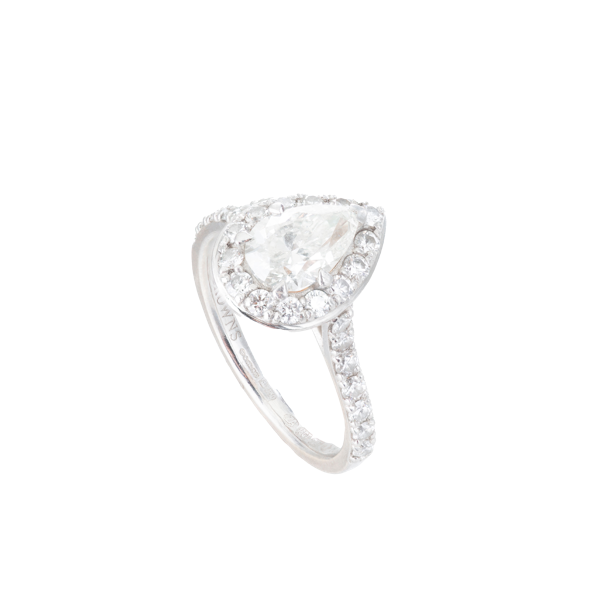 Browns Pear Shaped Diamond Halo Ring in Platinum and Rose Gold | GIA Certified - image 3