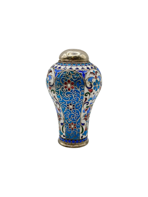 Russian silver and cloisonné enamel walking stick handle, Moscow c.1900.