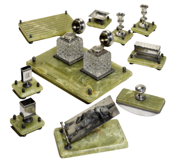 Russian silver and onyx desk set,  St Petersburg, c.1910 by V. Gordon. - image 1