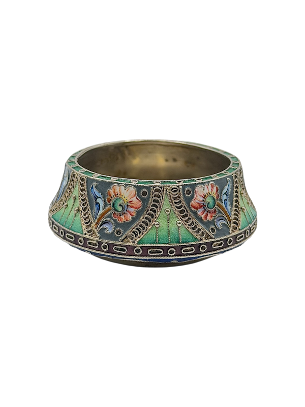 Russian silver gilt and cloisonné enamel salt, Moscow, c.1910 by Konstantin Skvortsov. - image 1