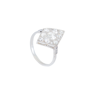 Art Deco Platinum Diamond Plaque Ring