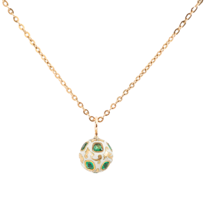 Late Victorian 18ct Gold Emerald & Enamel Orb Pendant