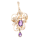 Belle Époque Amethyst & Pearl Pendant Brooch in 15ct Gold - image 1
